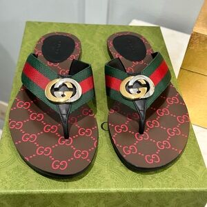 Gucci Kika Web Thong Sandals
